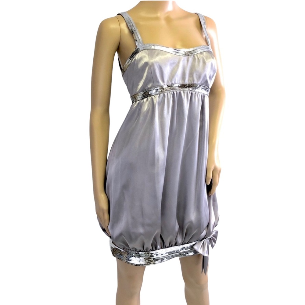 De Laru Silver metallic sequin Cocktail Dress 9/10